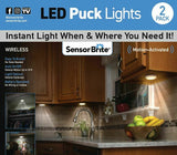 Sensor Brite LED Puck Lights - 2 pack - Motion Sensor - Turns on in the Dark